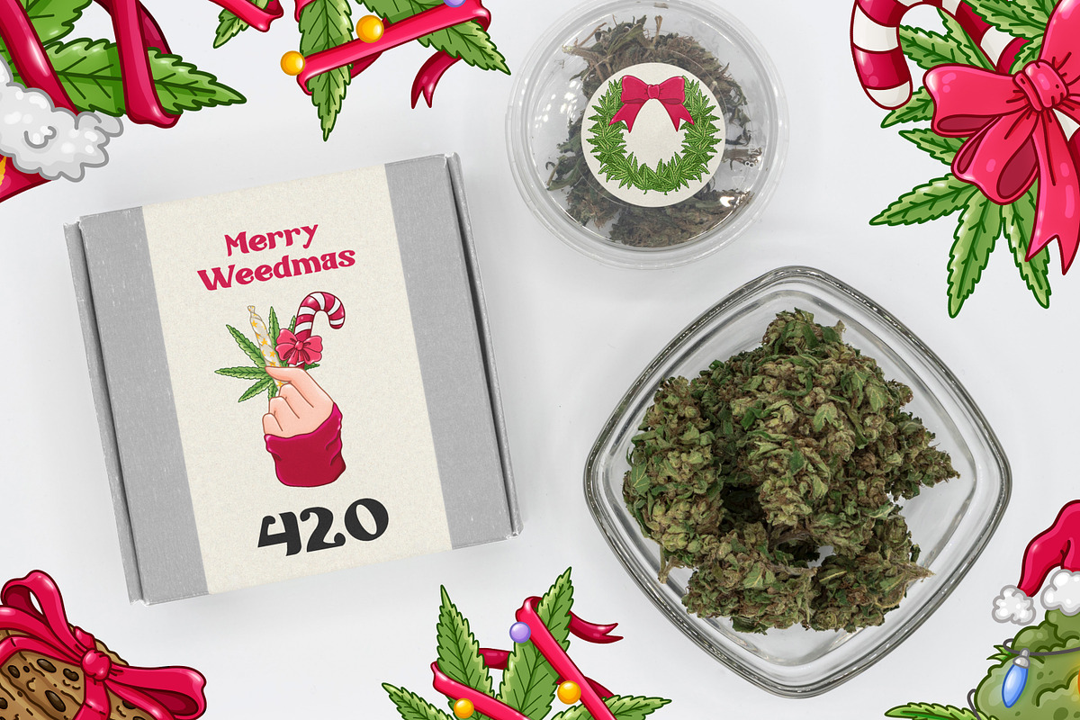 Christmas Cannabis collection, a Seasonal Illustration by SecondOfJuly (Photo 5 of 5)