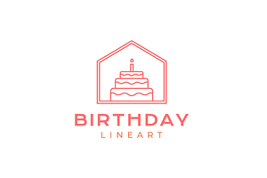 birthday cake anniversary line logo, a Branding & Logo Template by devastd