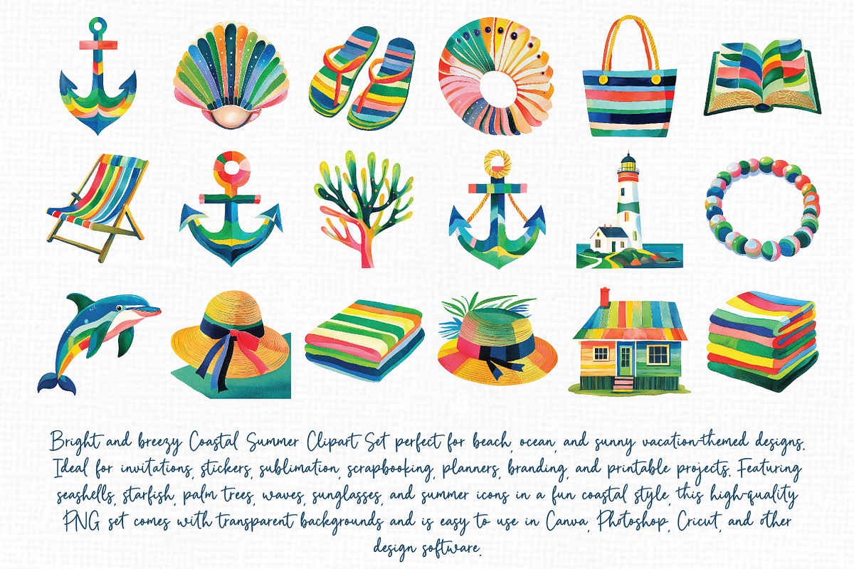 Coastal Summer Clipart Set, an Illustration by Libby Wishes (Photo 2 of 7)