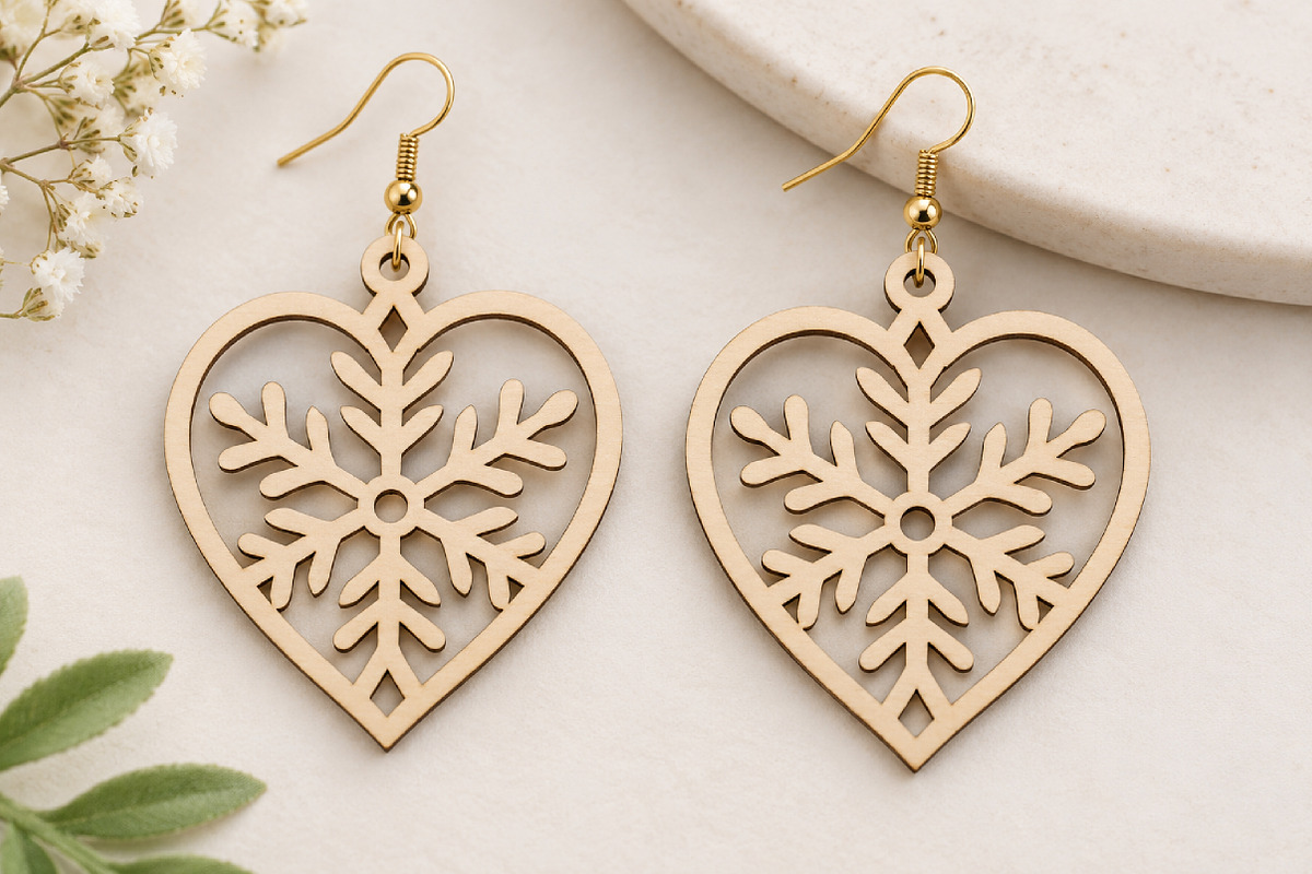 Christmas Snowflake Earrings SVG, an Object Graphic by Canvas Craft (Photo 4 of 4)