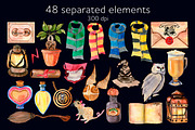 Magic school watercolor clipart, an Education Illustration by AnastasiaWatercolor (Thumbnail 3 of 9)