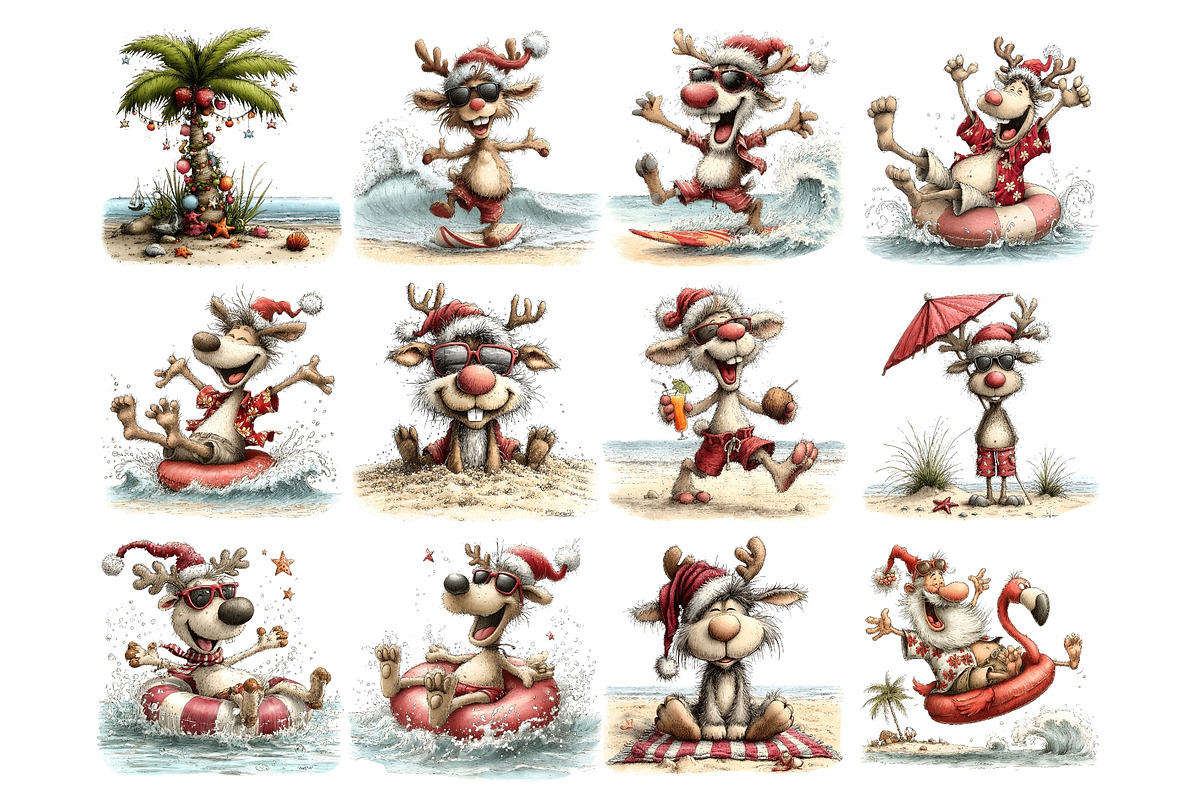 Summer Christmas Clipart, an Illustration by Nicolle's Colorful Art (Photo 3 of 7)
