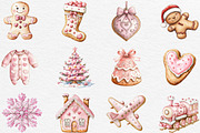 Watercolor Pink Gingerbread Clipart, an Illustration by Black Bird Studio (Thumbnail 3 of 6)