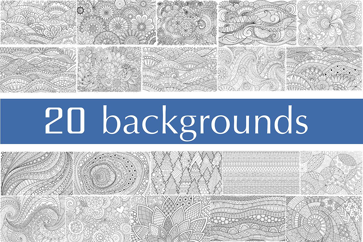 20 Abstract line art backgrounds, a Decorative Illustration by Somjai King (Photo 1 of 6)