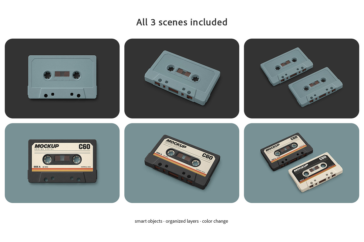 Vintage Cassette Tape Mockup Set, an Advertising Mockup by Country4k (Photo 2 of 4)