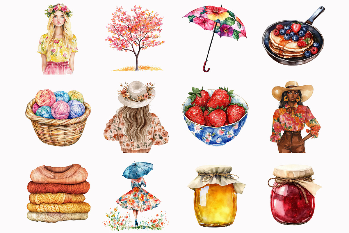 Watercolor Floral Autumn Clipart, an Illustration by Design Market (Photo 3 of 4)