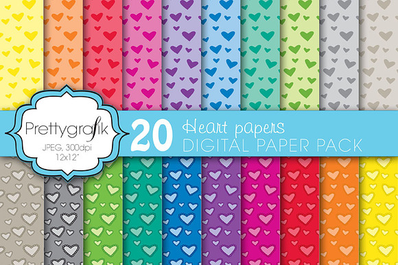 heart valentine digital paper preview 2