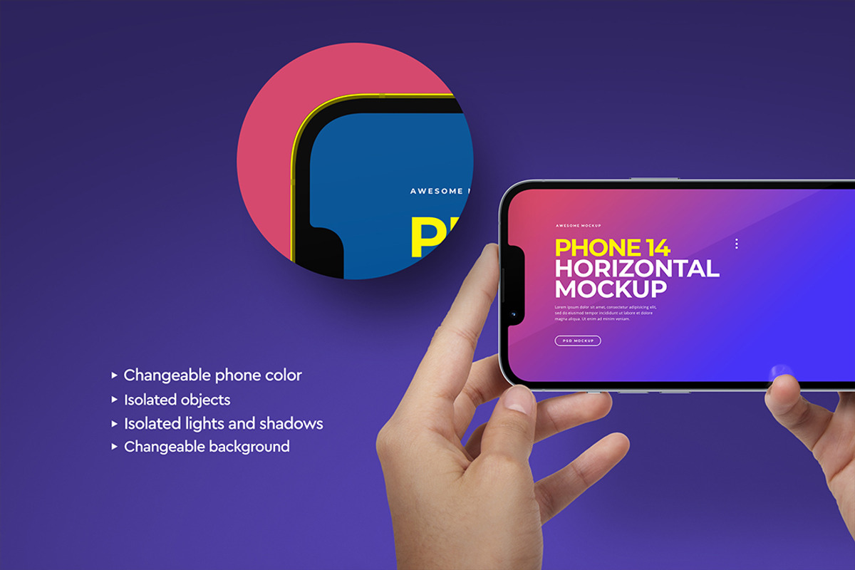 Hand Holding iPhone Pro 14 Mockup