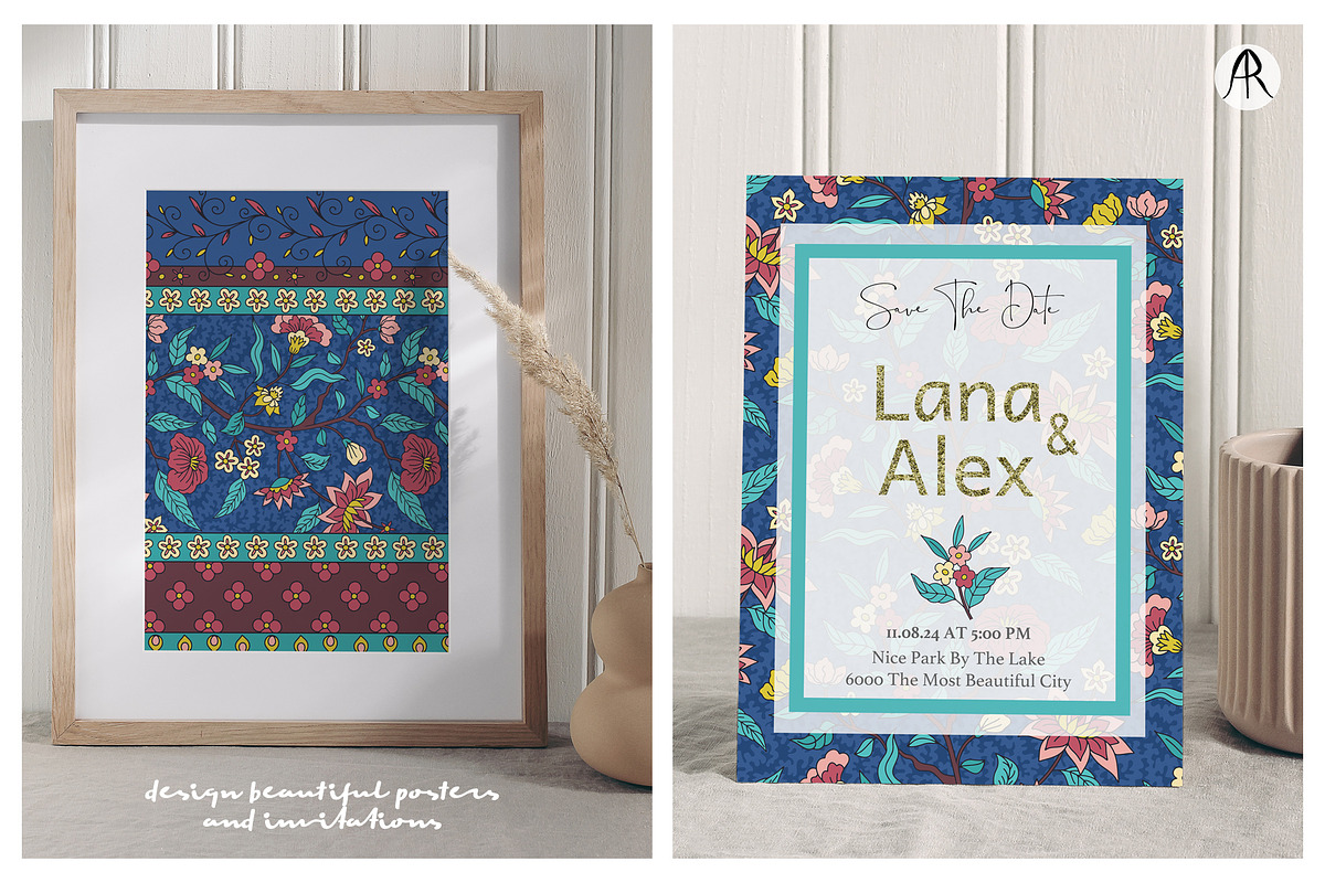 Persian Blue Chintz Floral Patterns, a Pattern Graphic by Rose Design (Photo 2 of 7)
