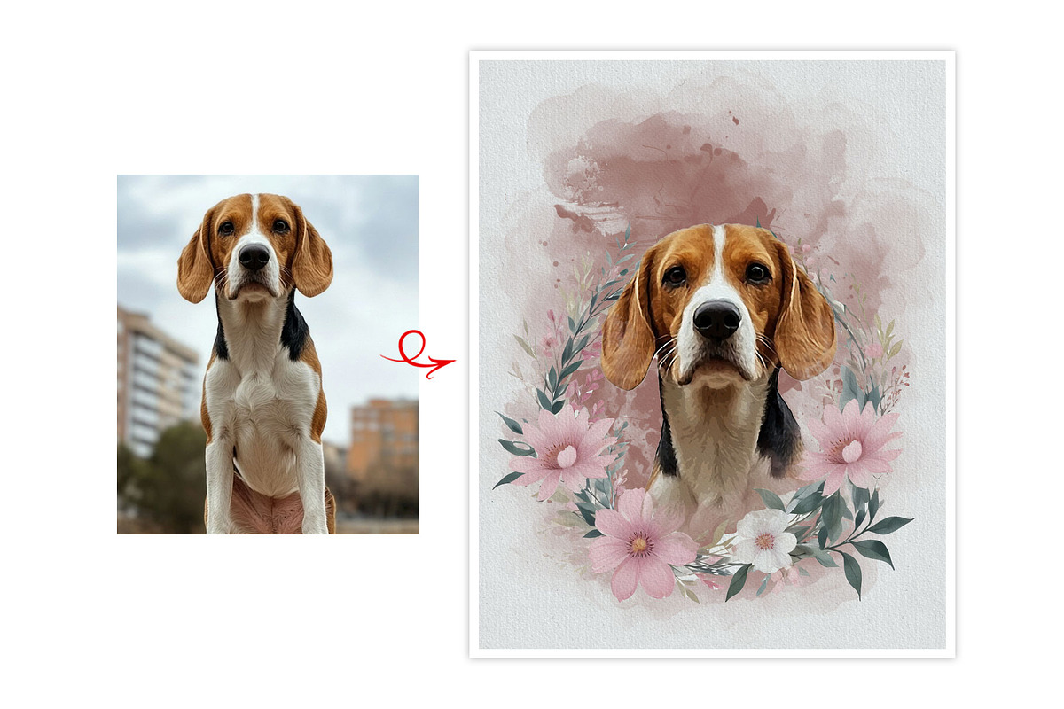 Flower Custom Watercolor Pet Art, an Action Add-On by MRI STUDIO (Photo 12 of 23)