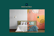 King Size Bed With Wallpaper Mockup, a Household Mockup by Designertale (Thumbnail 2 of 6)