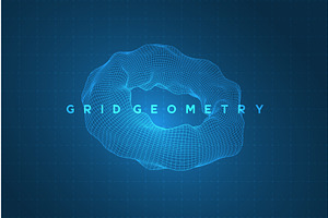 Deformed 3D wireframe torus with, an Illustration by Liudmyla Matviiets