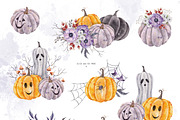 Spooky Halloween watercolor clipart, a Seasonal Illustration by Daryartsy (Thumbnail 2 of 10)