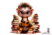 Cute Ferret with Books PNG Bundle, a Graphic by Clipart Bloom (Thumbnail 8 of 12)