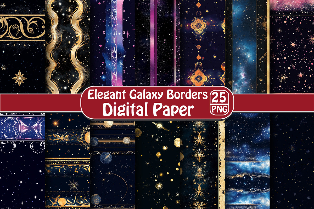 Elegant Galaxy Borders Pattern, an Illustration by DreamPrint404 (Photo 1 of 5)