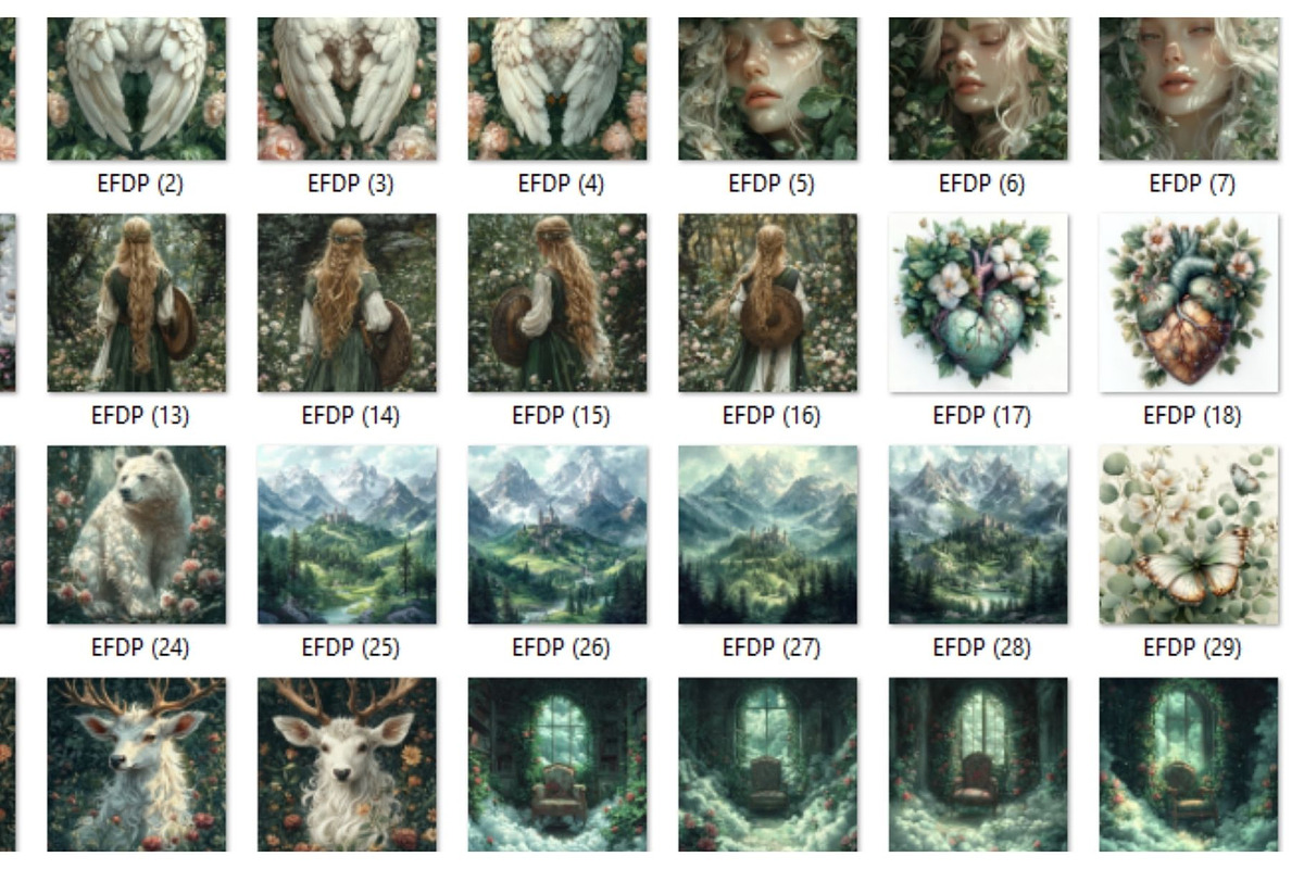 280+ Elven Forest Digital Paper, a Decorative Illustration by HubbaDigitals (Photo 2 of 5)