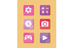 applications signs six icons, an Object Illustration by studiogstock