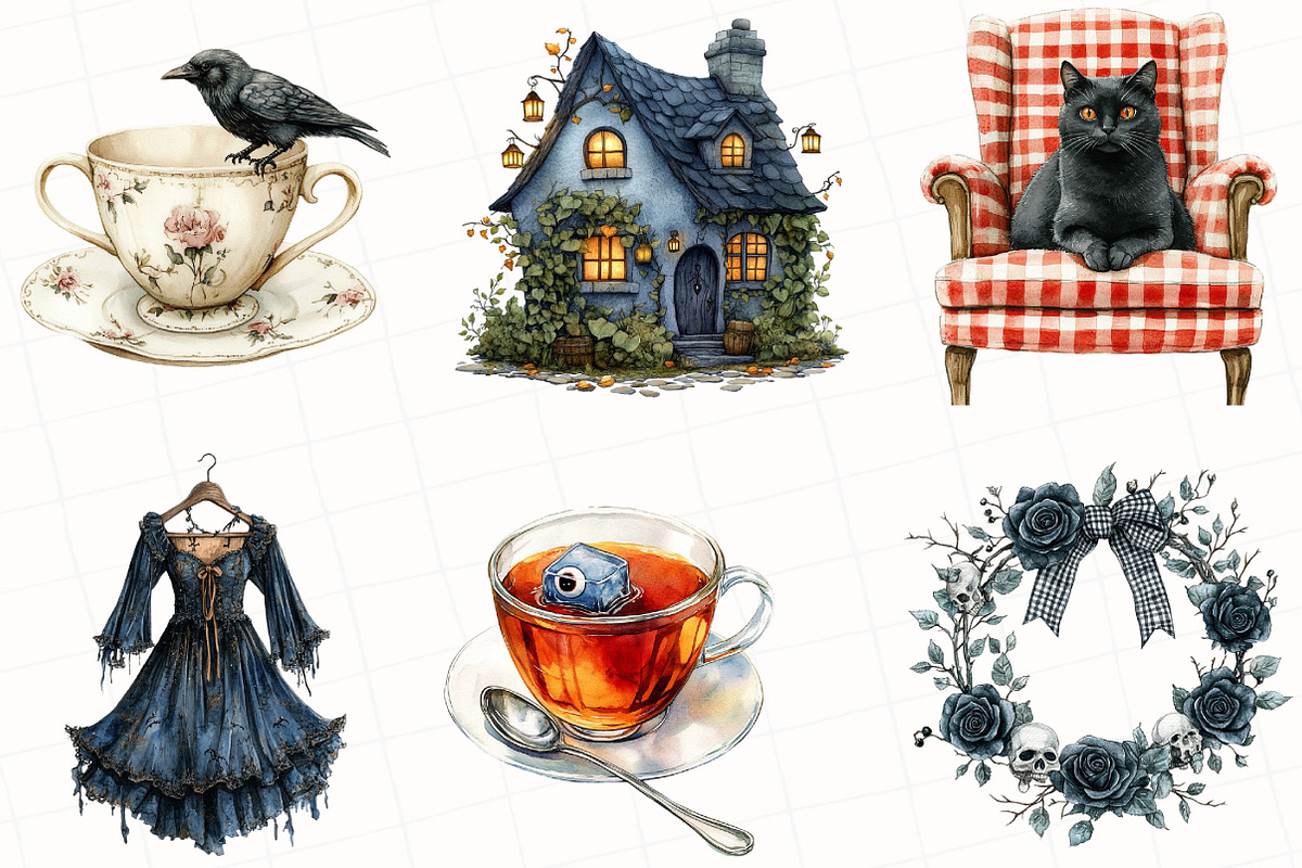 Creepy and Cozy Halloween Clipart, an Illustration by OK Design (Photo 3 of 5)