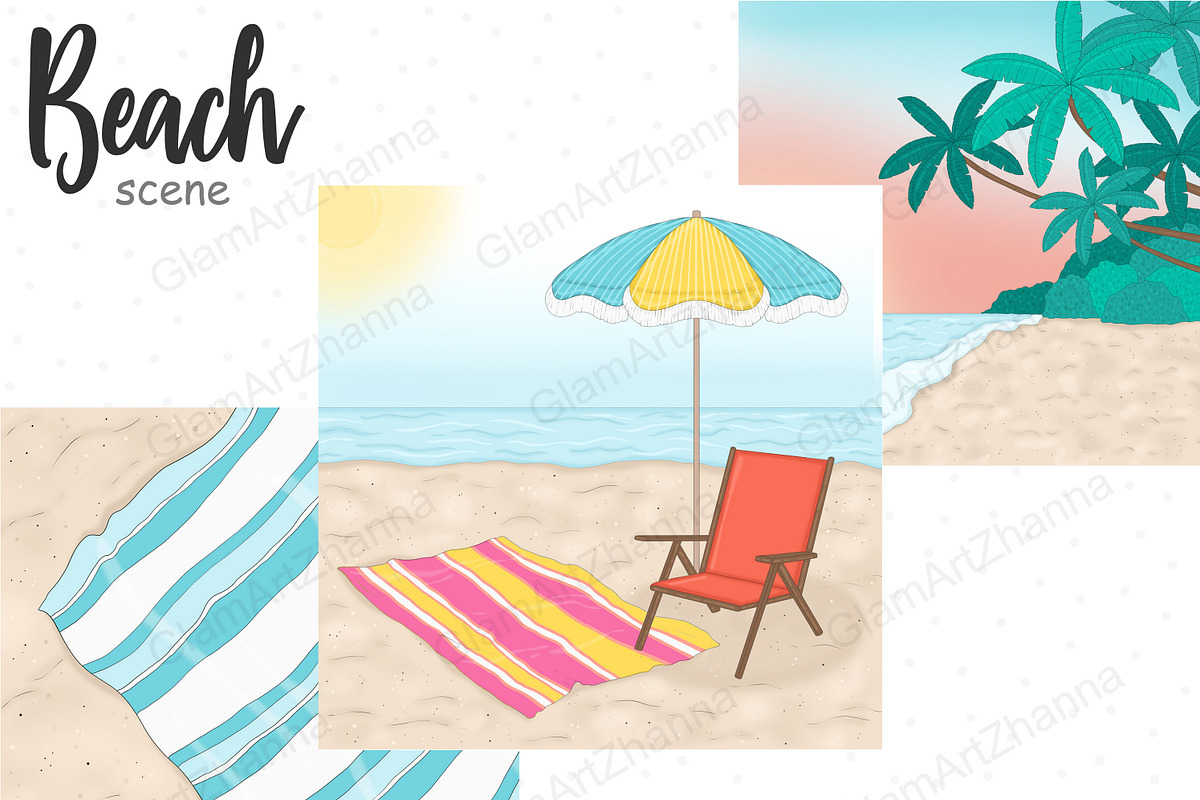 Beach Landscape | Sandy Seashore, a Seasonal Illustration by GlamArtZhanna (Photo 1 of 3)