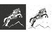 Wild horses set. 5 typography poster, an Animal Illustration by JULYMILKS (Thumbnail 2 of 4)