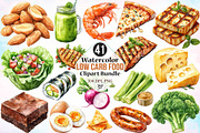 Watercolor Low Carb Food Clipart PNG, a Food Illustration by Canvas Craft (Thumbnail 1 of 4)