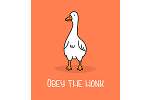 Goose illustration with phrase OBEY, an Animal Illustration by GraphiShop