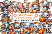 Cute Autumn Elephant Sublimation, an Illustration by DreamCafeArt (Thumbnail 1 of 6)