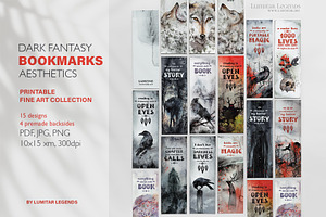 15 PRINTABLE Dark Fantasy Bookmarks, a Stationery Template by Lumitar