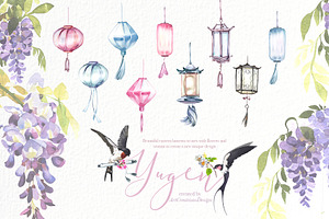 Watercolor Yugen Clipart Set