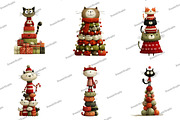 Knitted Cat Christmas Tree Clipart, an Illustration by DreamArtGraphic (Thumbnail 2 of 5)