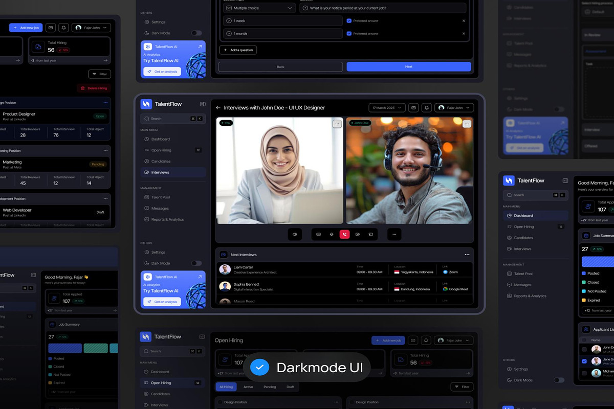 TalentFLow Hiring Talent Dashboard, an UI Kit Template by Creative Perspective (Photo 3 of 7)