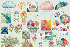 Spring Showers Quilt Clipart