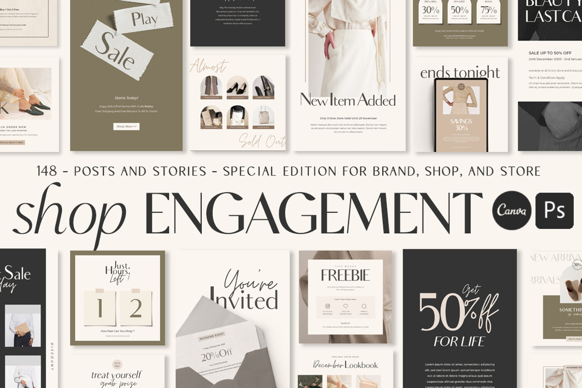 Instagram Shop Engagement | CANVA PS, a Social Media Template by Eviory (Photo 1 of 19)