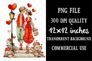 Watercolor Valentine Couple Clipart, an Illustration by Designking (Thumbnail 4 of 5)
