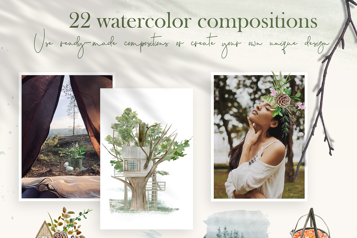 Watercolor Camping Clipart, a Person Illustration by NataliArkushArt (Photo 15 of 24)