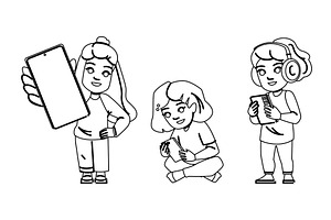 phone smartphone kid girl vector, a Person Illustration by pikepicture