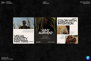 Aurven Modern Instagram Template Kit, a Social Media Template by ShowUp! Studio