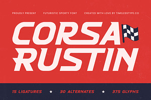 Corsa Rustin Futuristic Sport Font, a Sans Serif Font by timelesstype.co