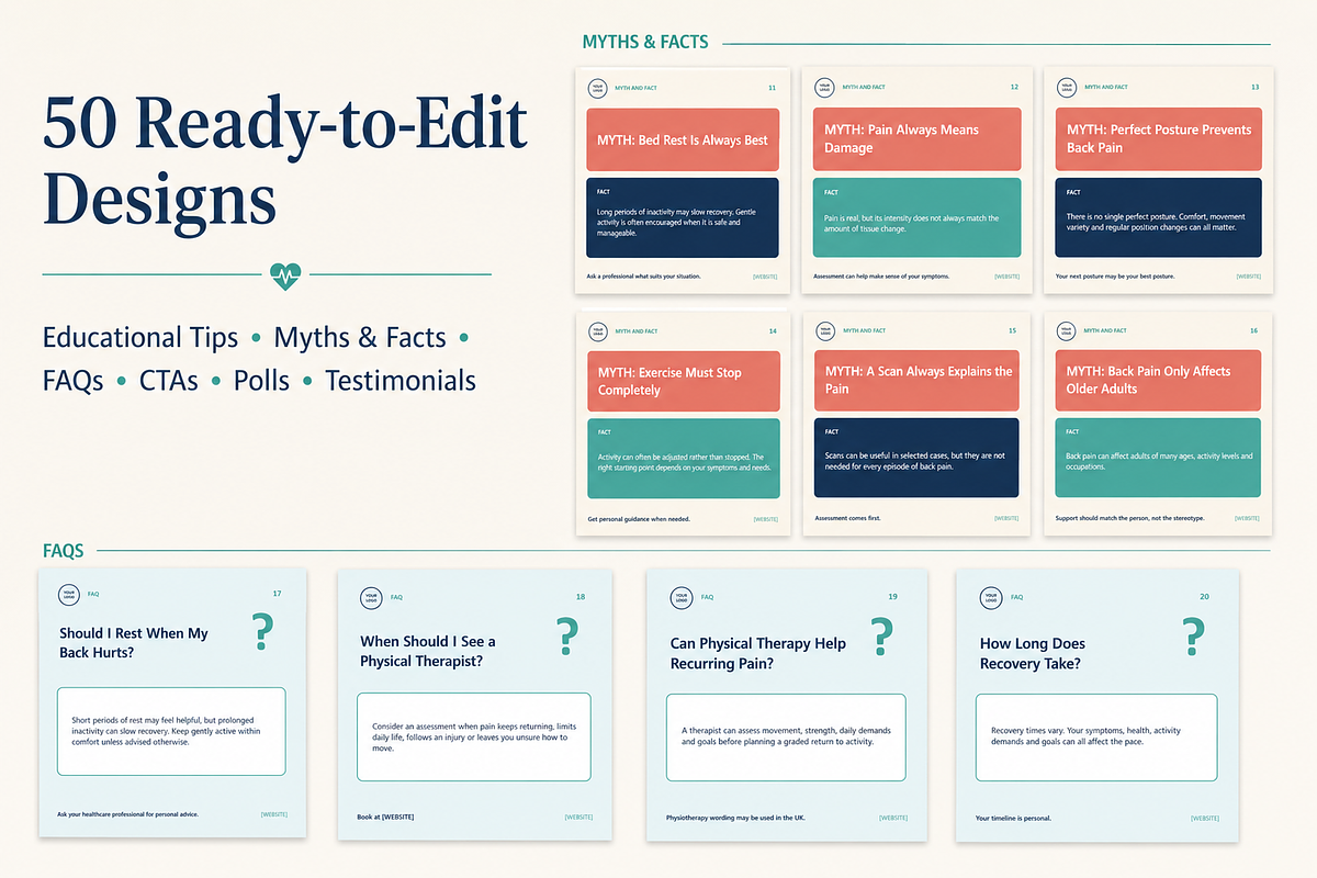 Back Pain & Spine Canva Templates, a Social Media Template by Local Marketing Templates (Photo 6 of 6)