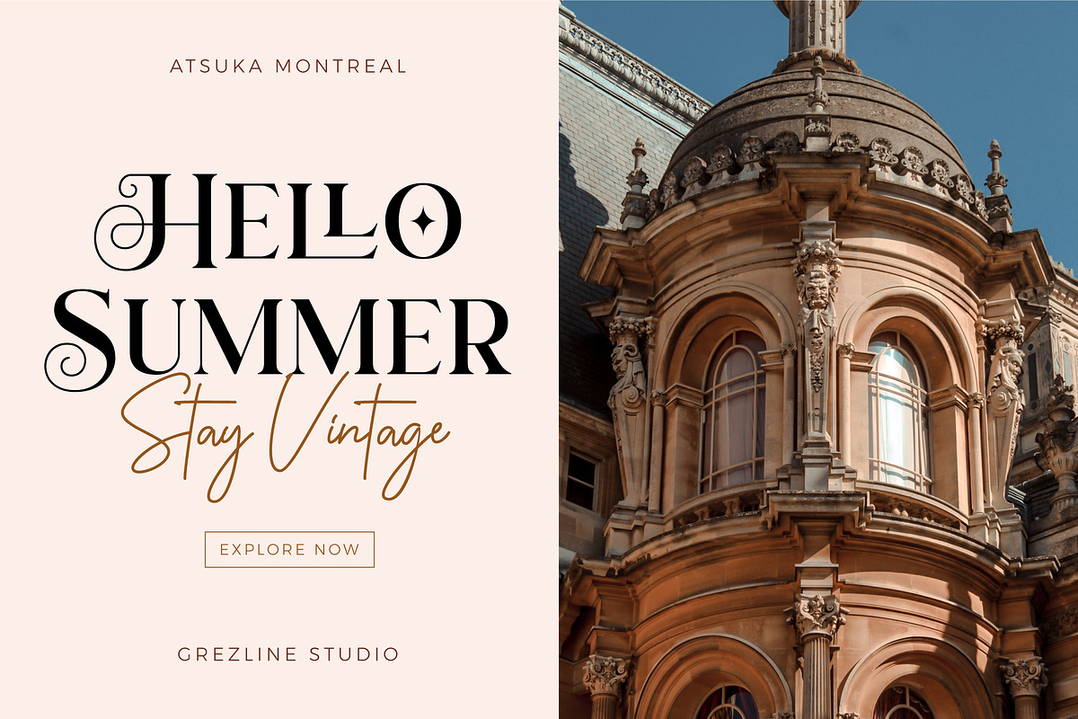 Atsuka Montreal - Font Family, a Serif Font by Grezline Studio (Photo 2 of 15)