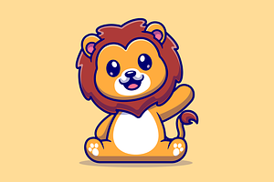 Cute Lion Sitting Cartoon, an Animal Illustration by Catalyst Labs