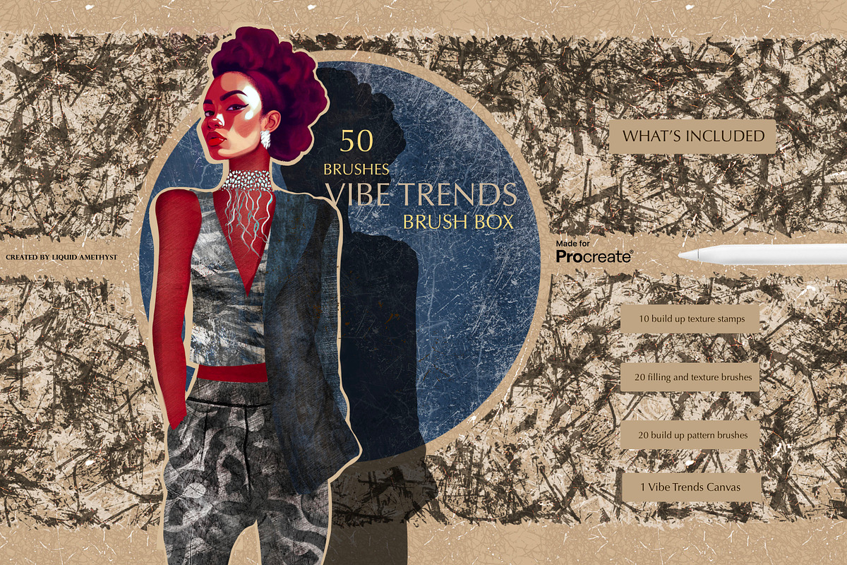 Vibe Trends Brush Box For Procreate, a Brush Add-On by Liquid Amethyst Art (Photo 2 of 8)