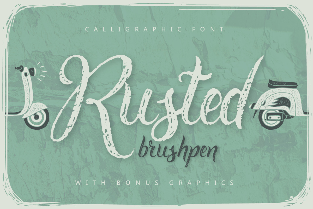 Rusted brushpen script + bonus