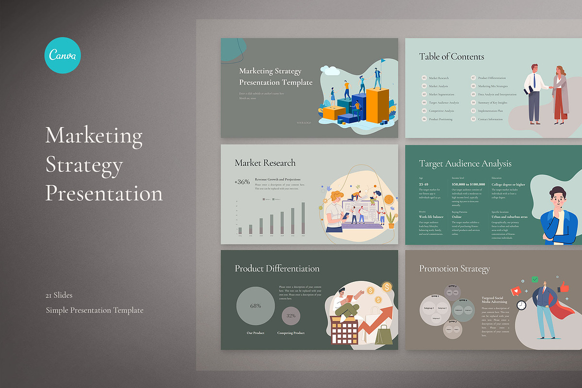 Canva Marketing Strategy Template, a Presentation Template by CreativityForest (Photo 2 of 6)