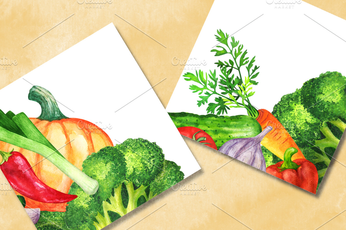 Watercolor set of vegetables, a Food Illustration by Color_Brush (Photo 7 of 7)