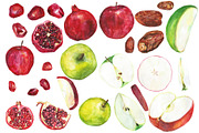 Watercolor Rosh Hashanah set, an Illustration by DollyPotterson (Thumbnail 2 of 6)
