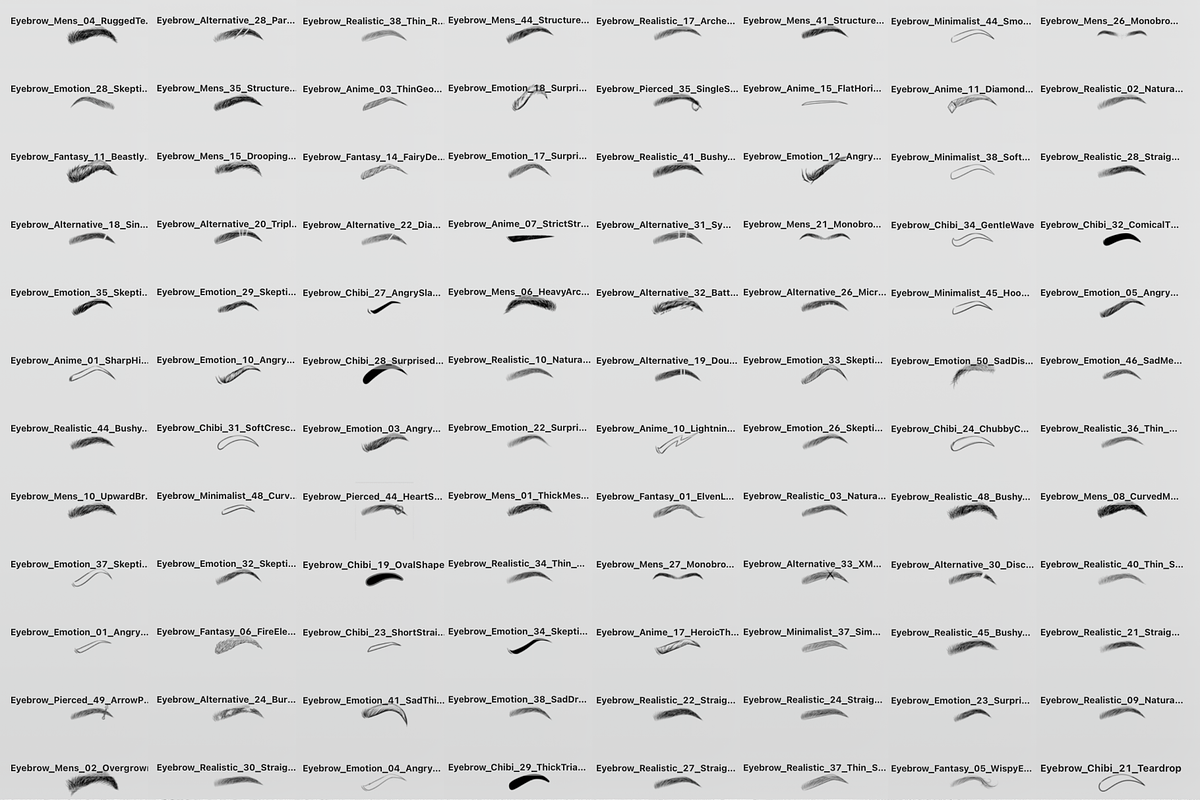 Procreate Eyebrow Stamps, a Brush Add-On by Selentaori Studio (Photo 3 of 12)