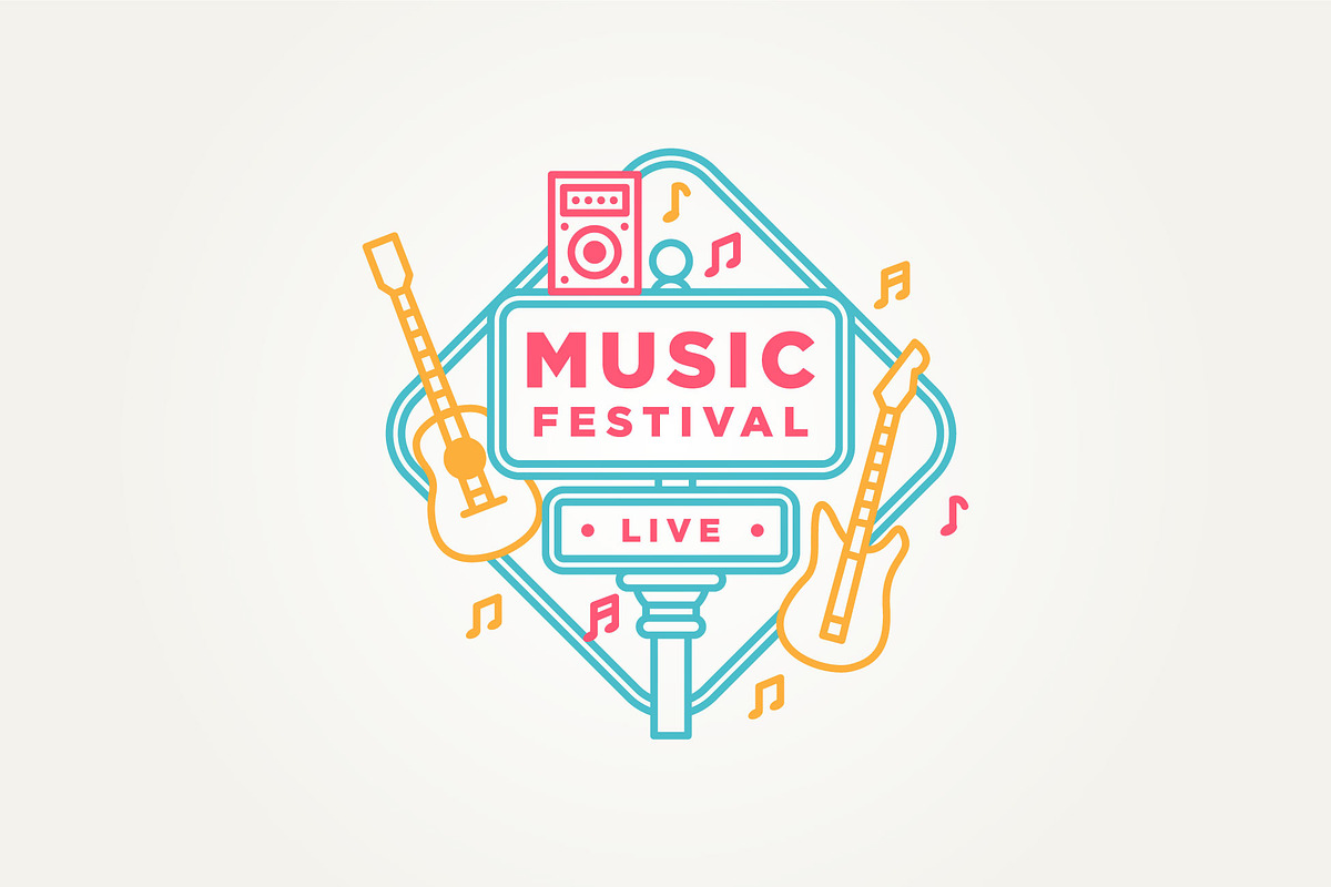 music festival line art badge logo, a Branding & Logo Template by Blazybone (Photo 1 of 2)