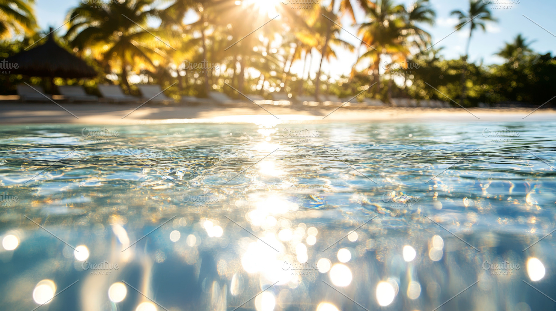 Blurred background of exotic beach w, a Photo by Dvoevnore photos