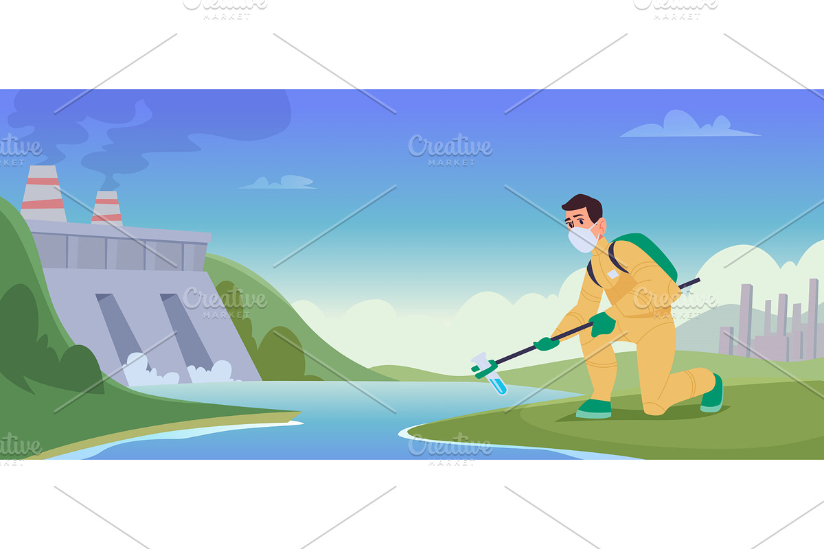 Scientists test water. People in, an Illustration by Onyx